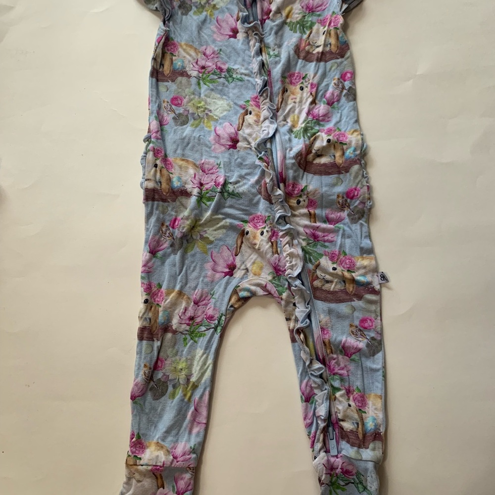 Bums and Roses Easter Blue Kids One Piece Sleeper 18-25 months